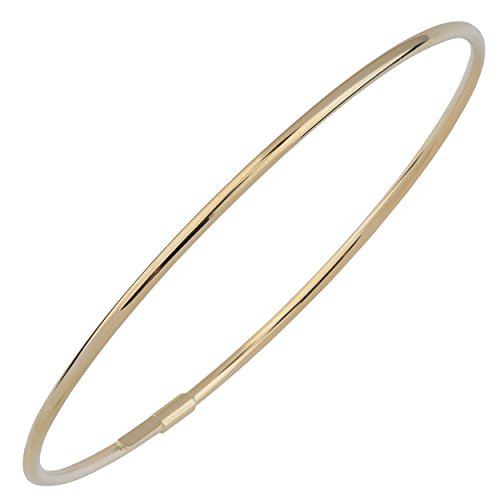 Kooljewelry Womens High Polish Slip-on - 14k Gold 2 mm Bangle Bracelet