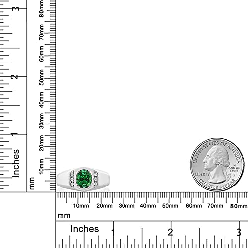 Gem Stone King 925 Silver Men’s Birthstone Ring, Created Emerald, 10