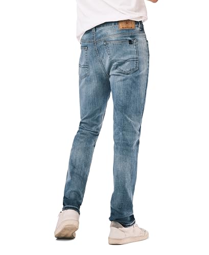 Buffalo David Bitton Men's Slim Ash Jeans, Authentic and Sanded Indigo, 44W x 32L