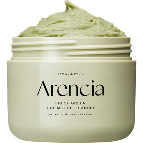 Arencia Korean Rice Mochi Face Cleanser - Face Wash, Gentle Scrub All in One for Deep Cleansing, Moisturizing, Pore Minimizing with Rice Water & Green Tea (4.23oz)