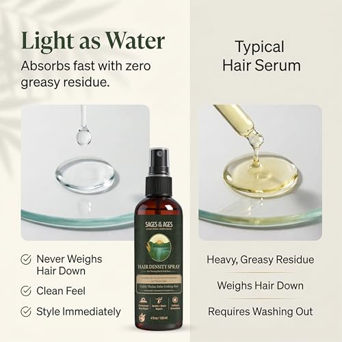 Fermented Rice Water Hair Growth Spray with Rosemary, Keratin, Biotin – Helps Thicken & Strengthen, Hydrating Leave-In Mist for Thinning Strands, Lightweight Daily Spray for Women & Men – 4oz