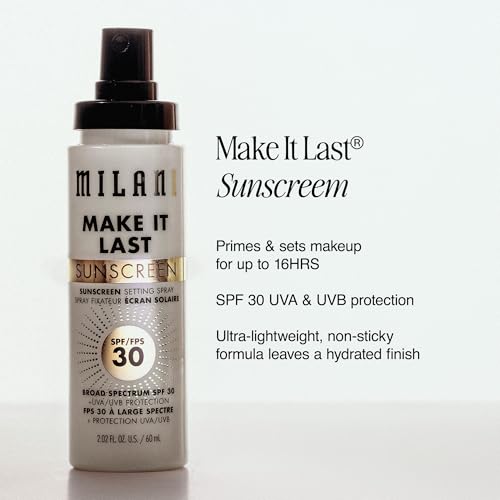 Milani Sunscreen Setting Spray, Make It Last Sunscreen for Face- SPF 30