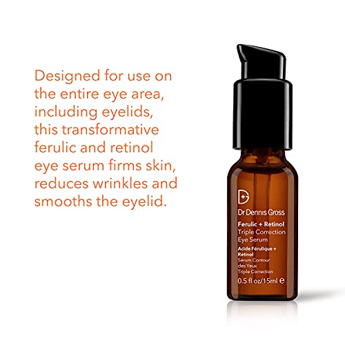 Dr Dennis Gross Ferulic + Retinol Triple Correction Eye Serum: for Wrinkles, Loss of Elasticity, and Rough Texture, 0.5 fl oz