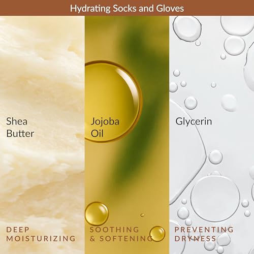 Epielle Hydrating Hand Mask 6 Pairs, Relieve and Soften with Shea Butter & Jojoba Oil, Deep Moisturizing Gloves for Dry, Cracked Hands, Self Care Gifts for Women, Spa Kit