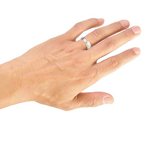 Brilliant Expressions Satin-Finish Cobalt Wedding Band with 14K Yellow Gold Central Channel, 7mm, Size 8