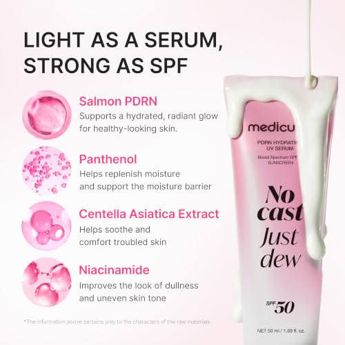 medicube Sunscreen No Cast Just Dew PDRN Hydrating UV Sun Serum, SPF 50
