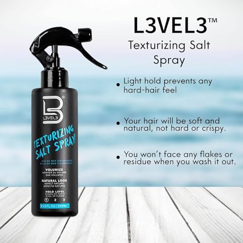 L3 Level 3 Sea Salt Spray for Hair, Texturizing, Beachy Waves, 8.45 fl oz