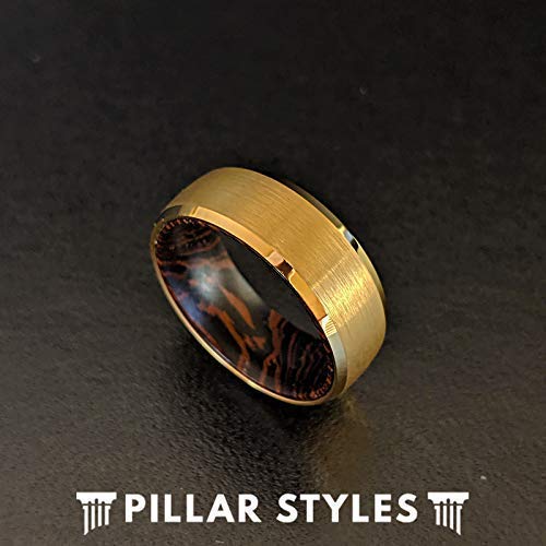 Gold Tungsten and Wood Rings for Men Wedding Band 14K Gold Rings with Wenge Wood Inlay Unique Anniversary Gifts for Him