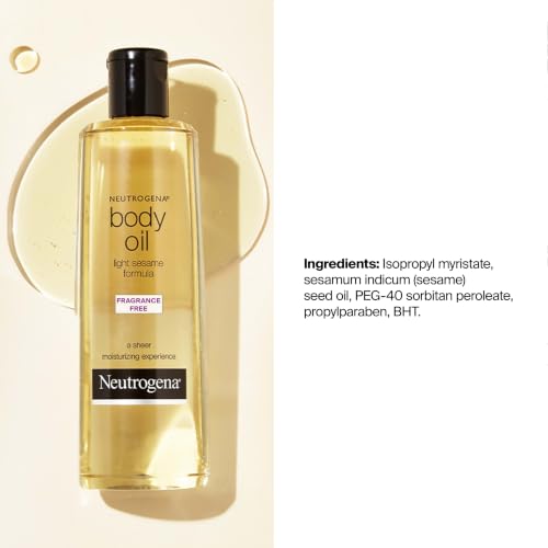 Neutrogena Body Oil Light Sesame Formula, Fragrance-Free, 8.5 fl. oz