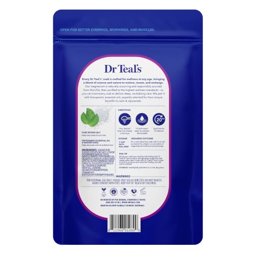 Dr Teal's Pure Epsom Salt Cooling Foot Soak, Refresh & Revitalize with Peppermint & Baking Soda, 2 lbs