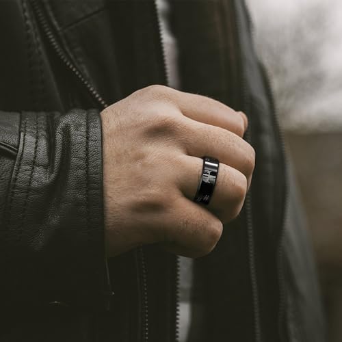 TRUMIUM Black Tungsten Rings for Men Women 8mm Etched Deer Head Size 13