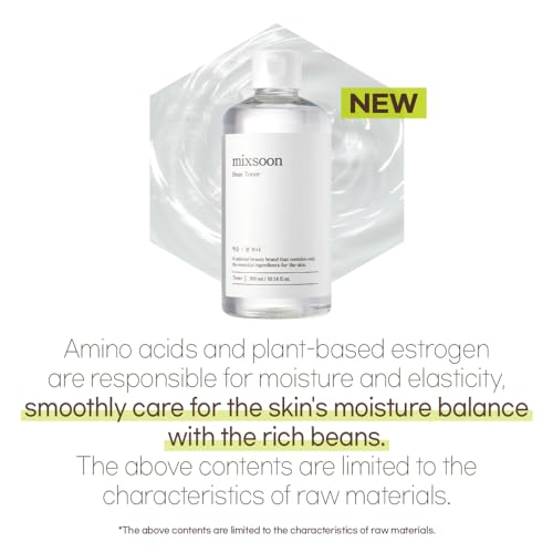 mixsoon Bean Toner Hydrating Facial Toner, Fermented Bean Extract, Hyaluronic Acid, Gentle Daily Care for Smooth, Radiant Skin 300ml / 10.14 fl.oz. Korean Glass Skin Care