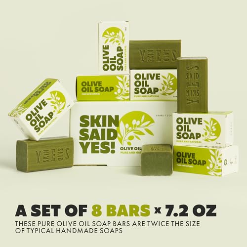 Skin Said Yes Olive Oil Bar Soap 8 Pack | Made in Greece | Pure Oilve Oil Hand Soap | Moisturizing, Nuorishing and Gentle on Skin, Rich in Antioxidants