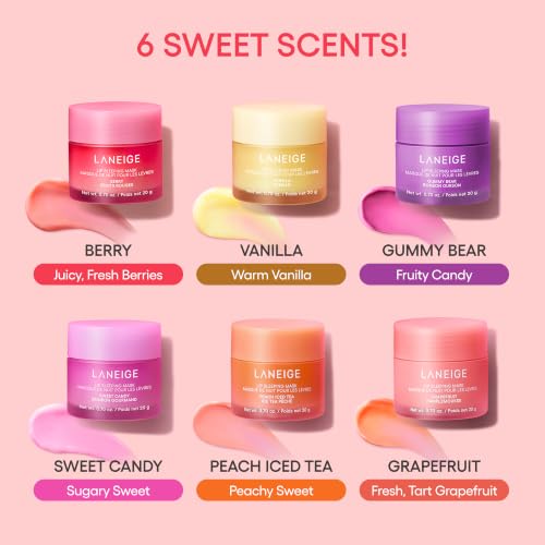 LANEIGE Lip Sleeping Mask: Hydrating & Nourishing Korean Overnight Lip Treatment Mask with Shea Butter, Vitamin C & Murumuru, Antioxidants For Flaky, Dry Lips | Korean Skin Care, Berry