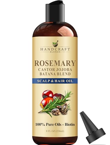 Handcraft Blends Rosemary Oil for Hair 8 Fl Oz | Nourishing Hair Oil | 100% Pure and Natural | Rosemary, Castor, Jojoba, and Batana Oils & Biotin | Carrier Oil