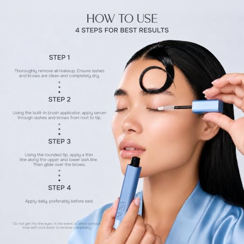 NUNA Eyelash Growth Support Serum 6ml – Eye Lash and Eyebrow Enhancing Serum for Women & Men with Biotin - Korean Multi Peptide & Natural Extracts – Promotes Fuller and Longer Lashes - 6 Month Supply