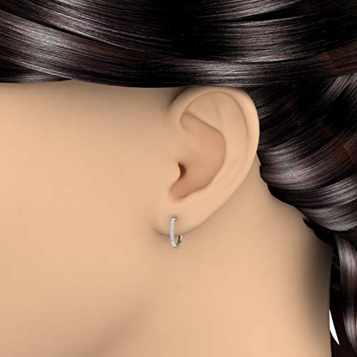 0.25 Carat (ctw) Round White Diamond Ladies Hoop Earrings 10K White Gold