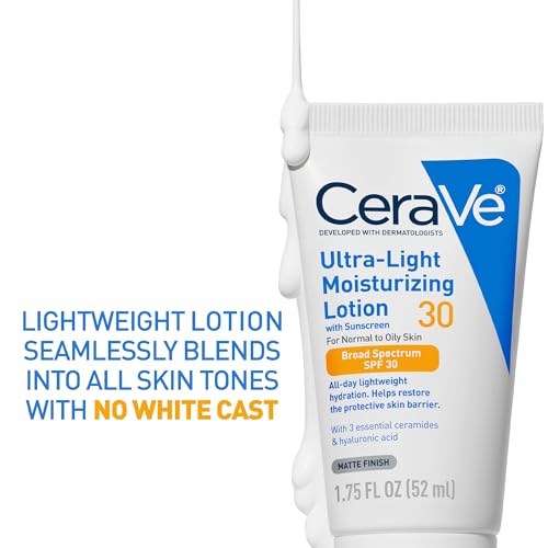 CeraVe Ultra-Light Moisturizing Lotion SPF 30, Sunscreen for Face, 1.7oz