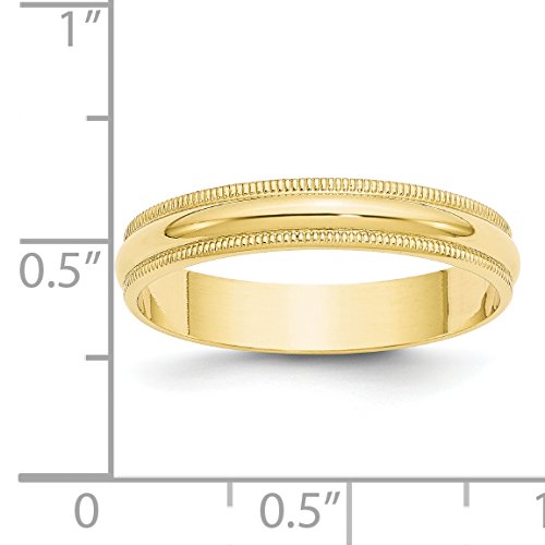 10k Yellow Gold Half Round Milgrain Wedding Band for Men and Women 4mm Lightweight Unisex Polished Gold Ring Comfort Fit Traditional Anniversary Promise Band Stackable Everyday Wear Engravable Jewelry
