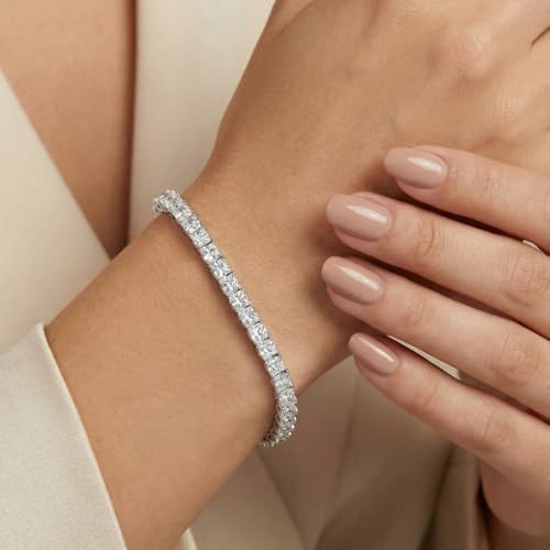 P3 POMPEII3 Pompeii 16.30Ct Princess Cut Diamond 7" Tennis Bracelet 14k Gold Lab Grown (E/F,VS)
