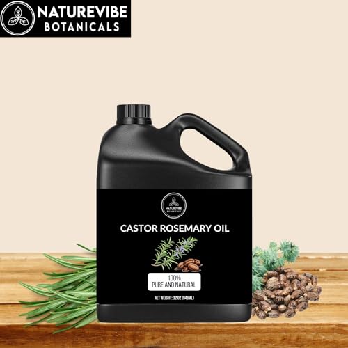 Naturevibe Botanicals Castor Rosemary Oil 32 Ounces | 100% Pure and Natural | Great for Skin Care and Hair Care