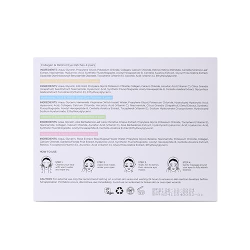 Yeokoe Under Eye Patches for Dark Circles,Eye Mask for Puffy Eyes With Collagen,Retinol,Vitmin C,Hyaluronic Acid and Niacinamide Face Masks Skincare Spa Gifts for Woman 20Pairs