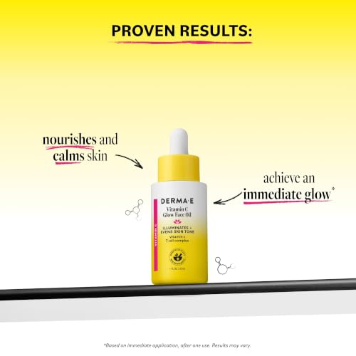 Derma E Vitamin C Glow Face Oil, 1 Fl Oz Vitamin C Oil with Turmeric