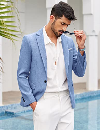 COOFANDY Men's Blazer Casual Sport Coats Slim Fit One Button Suit Jacket Lightweight Sports Jacket (Sky Blue,X-Large)