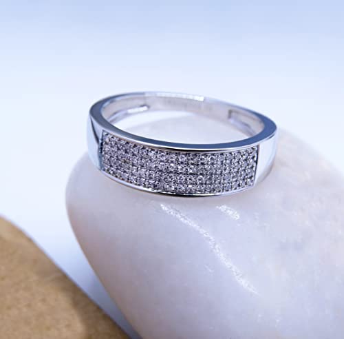 Dazzlingrock Collection 0.15 Cttw 10K Round Diamond Men's Micro Pave Wedding Anniversary Band, Solid White Gold, Size 10