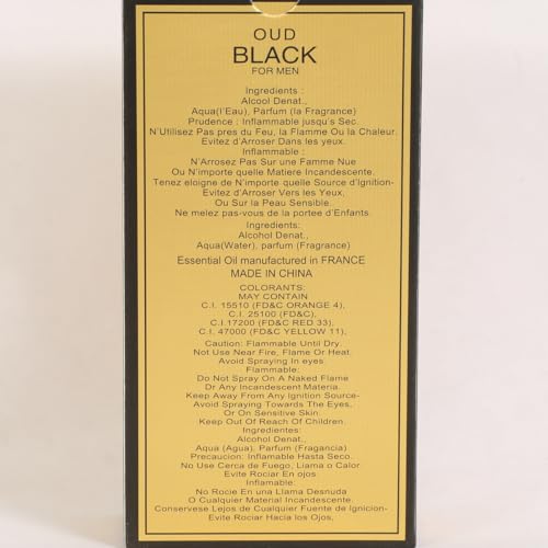 Oud Black Men’s Perfume Eau de Parfum – Woody Spicy Amber Masculine Fragrance 100ml / 3.4 fl oz