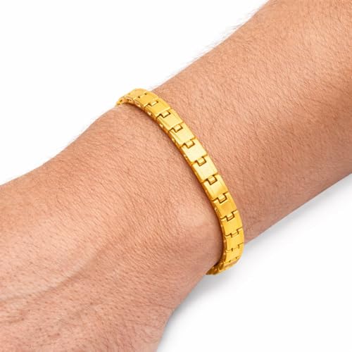 SHOP WGS 14K Solid Yellow Gold H-Link Bracelet for Women & Men 7.5"