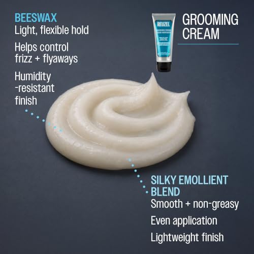 REUZEL Grooming Cream, Pilable Natural Light Hold, Adds Texture and Definition, Moisturizing, Weightless, Easy To Wash Out, Water Based Formula, Sugary Rum Scent, 3.38 oz