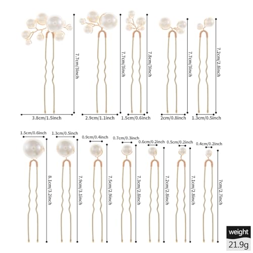 12 Pieces Bridal Wedding Hair Pins Handmade Pearl Bridal Hair Accessories for Brides Women Girls Gold