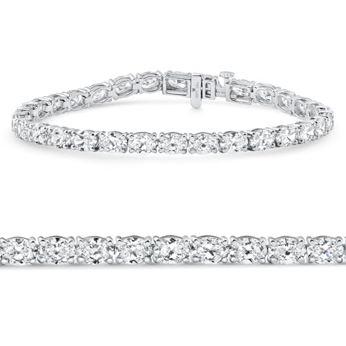 P3 POMPEII3 Pompeii 10.75Ct Oval Cut Diamond Tennis Bracelet 7" 14k White Gold Lab Grown - Size Medium (EF,VS)