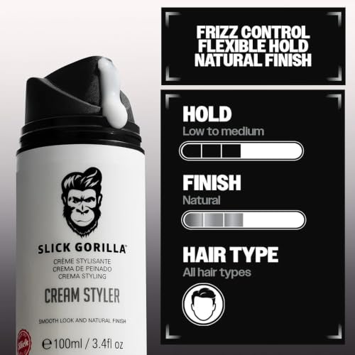 Slick Gorilla Hair Styling Cream for Men, Medium Hold, 3.38 Fl Oz