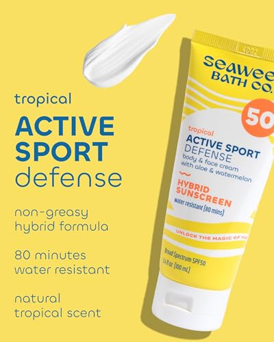 Seaweed Bath Co. Active Sport Defense Cream SPF 50, 3.4 Ounce