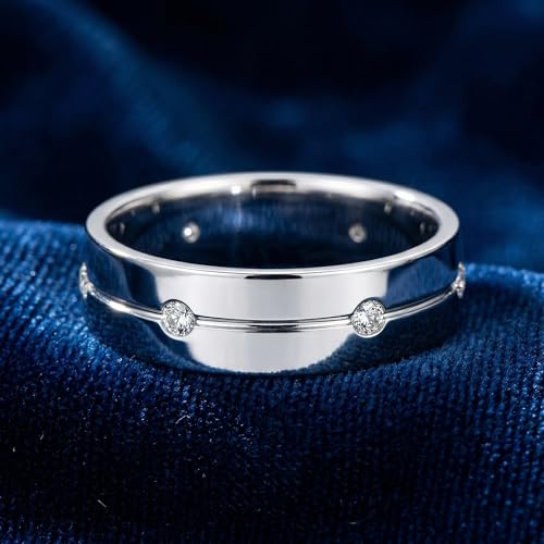 P3 POMPEII3 Pompeii Mens Comfort Fit Bezel Diamond Wedding 14K White Gold Band Ring - Size 11.5