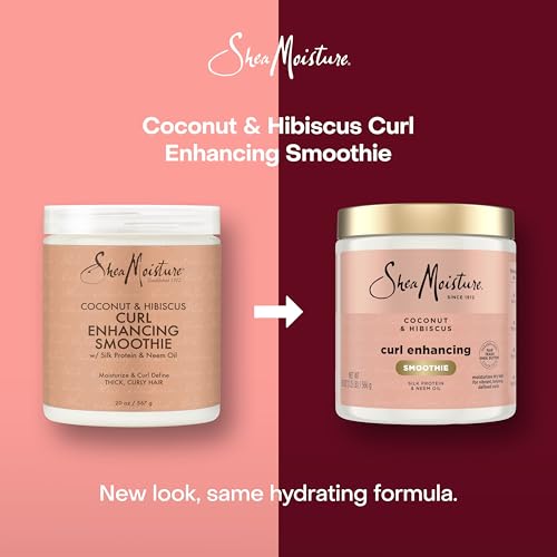 Shea Moisture Curl Enhancing Smoothie Hair Cream for Thick, Curly Hair Coconut and Hibiscus Sulfate Free and Paraben Free Curl Cream 20 oz