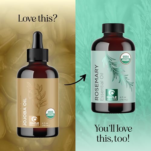 Organic Jojoba Oil Cold Pressed Unrefined - 100% Pure Organic Certified Oil for Skin Hair & Nails - Organic Skin Care & Natural Beauty DIY Carrier Oil - Dermatologist Tested & Non GMO (4 Fl Oz)