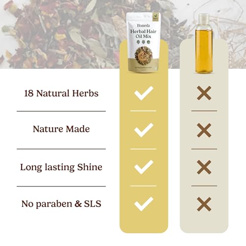Homeda Herbal Hair Oil Mix, 18 Indian Ayurvedic Herbs, Hair Growth (2.6oz)