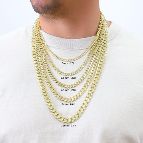 Nuragold 14k Real Yellow Gold Royal Monaco Miami Cuban Link Chain Necklace - 6mm,22"