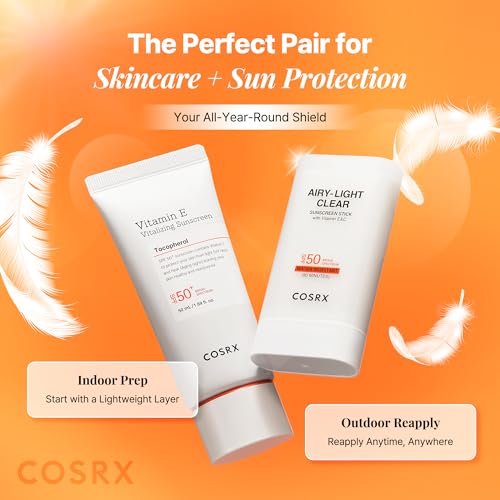COSRX Airy-Light Clear Sunscreen Stick with Vitamin E&C, SPF 50, 0.67 oz