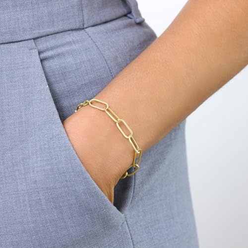 Nuragold 14k Real Yellow Gold 6mm Paperclip Chain Cable Link Bracelet - 7"