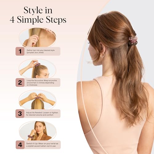 Kitsch Satin Scrunchies for Women | For All Hair Types Terracotta, 6pcs