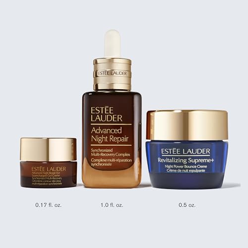 Estée Lauder Nighttime Experts 3-Piece Travel Size Skincare Gift Set | Repair + Bounce + Brighten | Includes Face Serum 1 Fl Oz, Eye Cream 0.17 Fl Oz + Moisturizer 0.5 Ounce