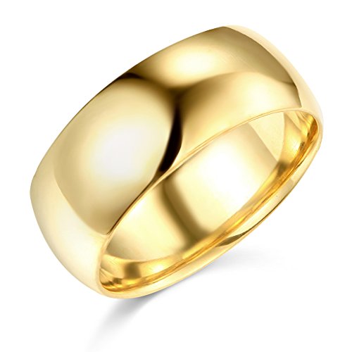 14k Yellow Gold 8mm Plain Wedding Band - Size 9.5