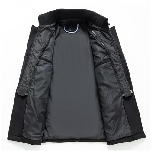 INVACHI Men's Wool Blend Coat Double Collar Trench Coat Single Breasted Overcoat for Autumn Winter