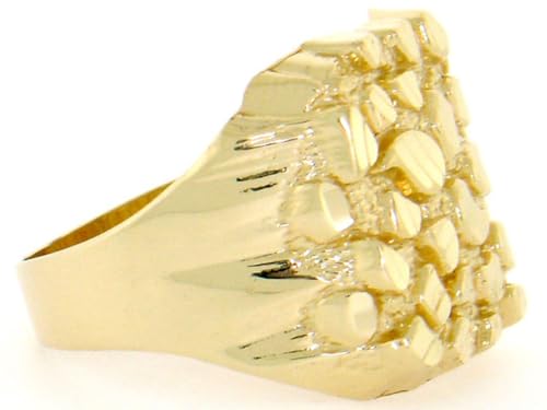 Amoravi 14k Solid Yellow Gold Nugget Diamond Cut Mens Ring - Size 11.50