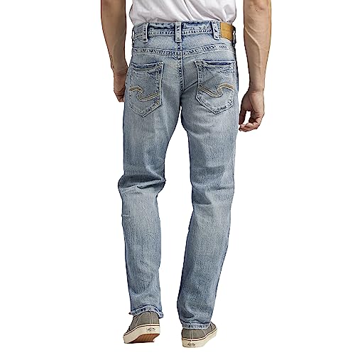 Silver Jeans Co. Men's Eddie Athletic Fit Tapered Leg Jeans, Medium Indigo, 34W x 32L