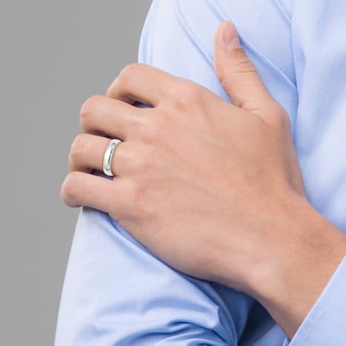 Oxford Ivy Wedding Band Solid 14K White Gold 5mm Plain Ring, Size 7.5
